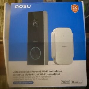 2K QHD Video Doorbell Pro with Wi‑Fi HomeBase – Black and White